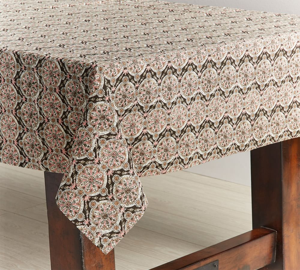 Tula Block Print Organic Cotton Tablecloth Pottery Barn