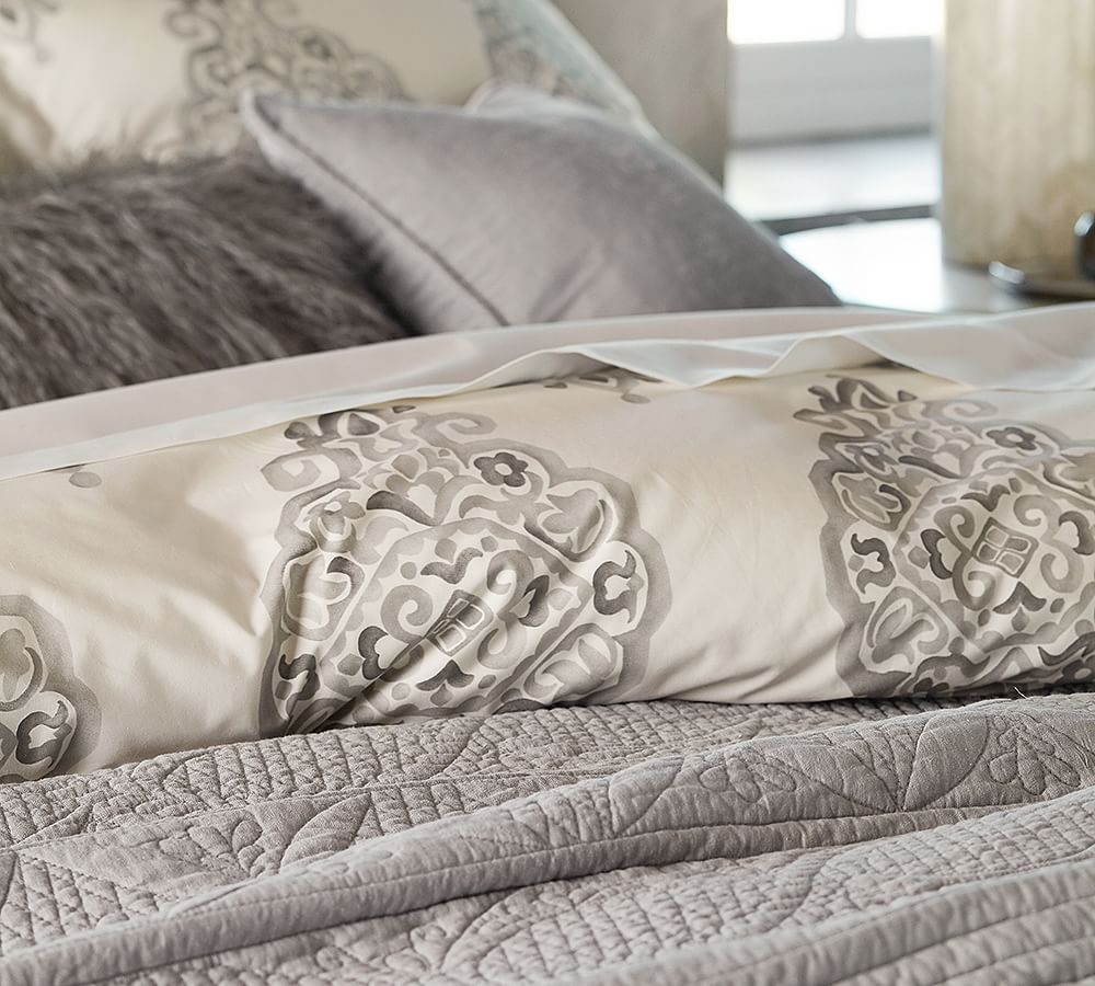 Asher Medallion Percale Duvet Cover Pottery Barn