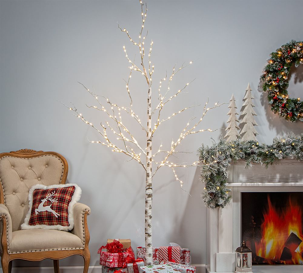 Lit White Birch Tree Pottery Barn