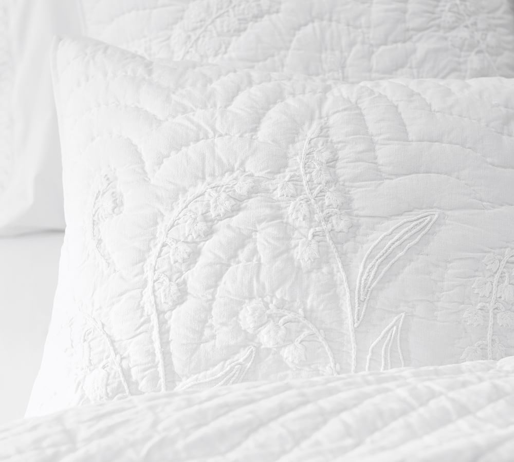 Monique Lhuillier Lily Of The Valley Embroidered Cotton Coverlet