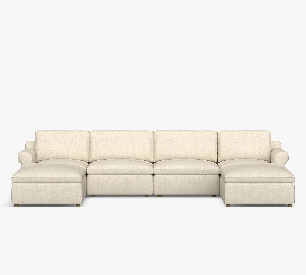 Newport Roll Arm Upholstered Modular U Shaped Sectional Pottery Barn