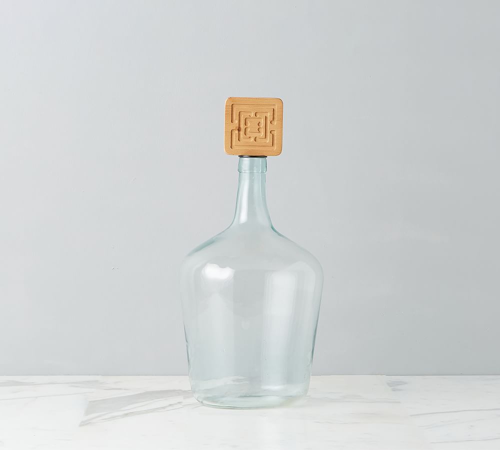 Cococozy X Et Home Handcrafted Recycled Glass Demijohn Vase With Wood