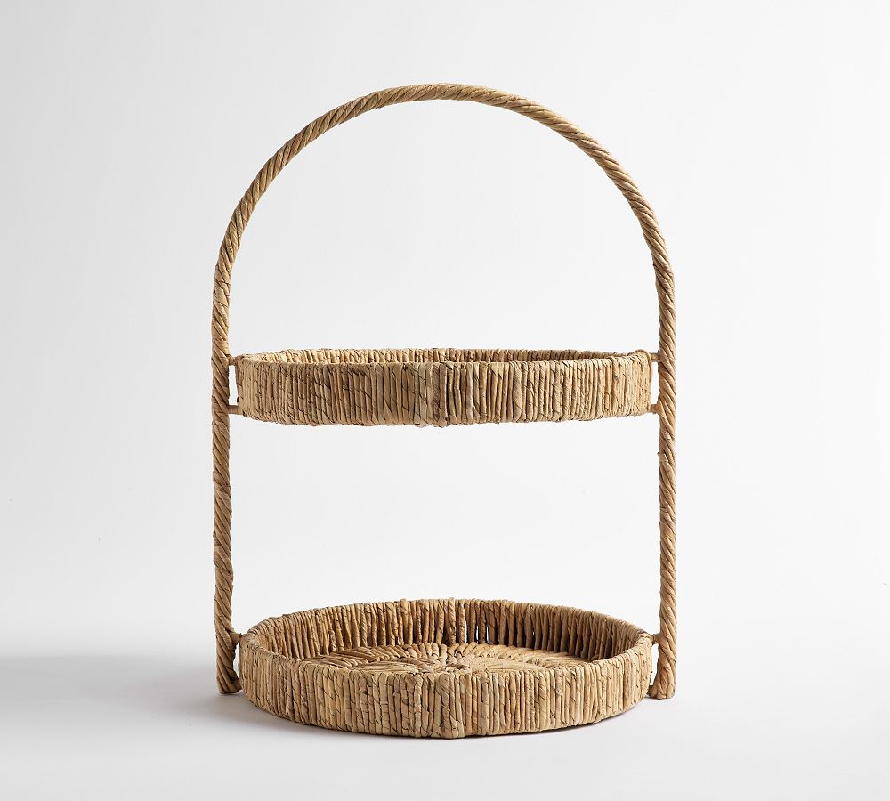 Malibu Handwoven Seagrass Tiered Stand Pottery Barn