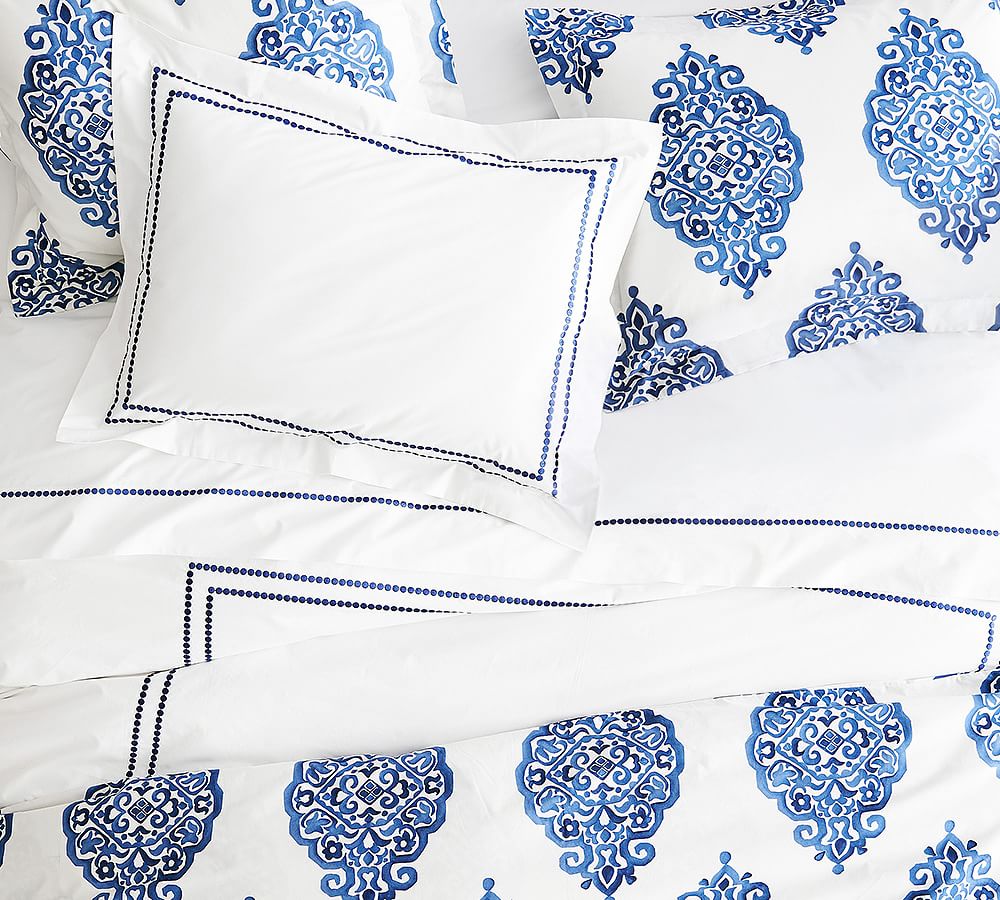 Asher Medallion Percale Duvet Cover Pottery Barn