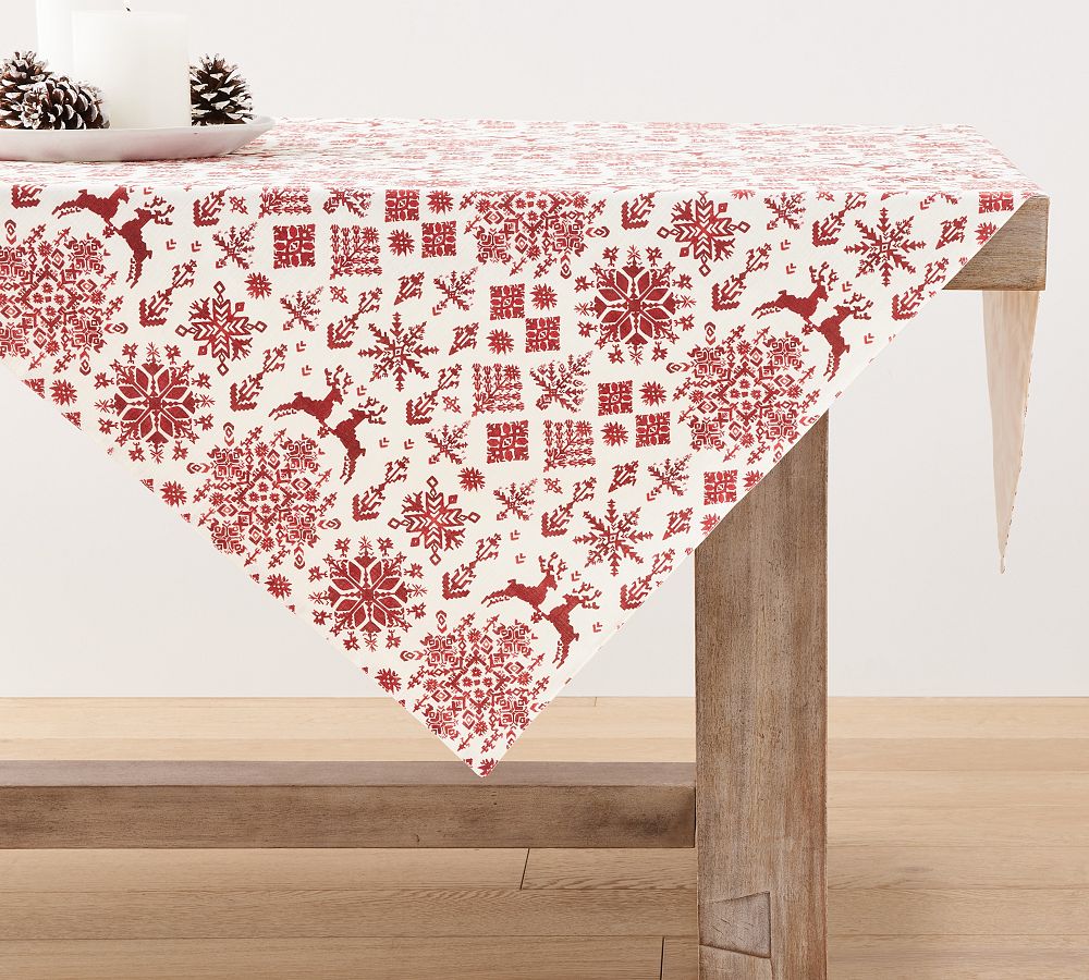 Tahoe Fair Isle Organic Cotton Table Throw Pottery Barn