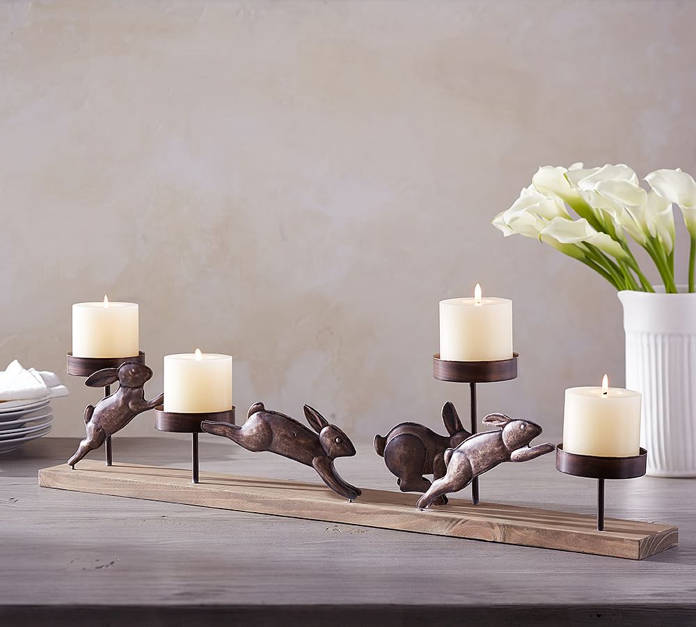 Leaping Bunny Multi Pillar Centerpiece Candle Holder Pottery Barn