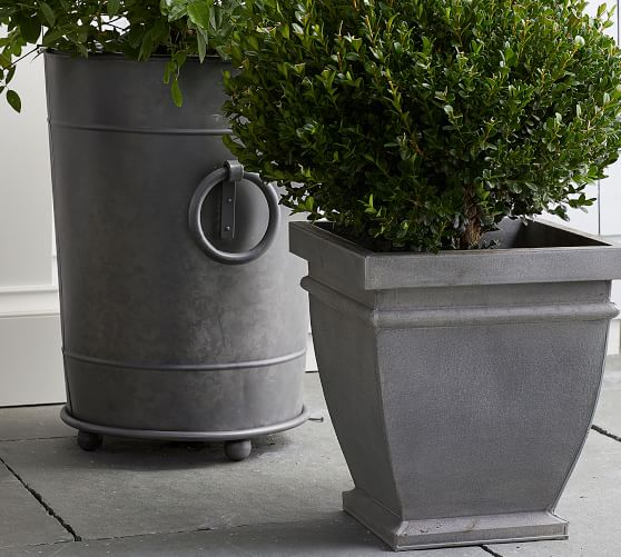 Greyson Zinc Outdoor Planters Pottery Barn