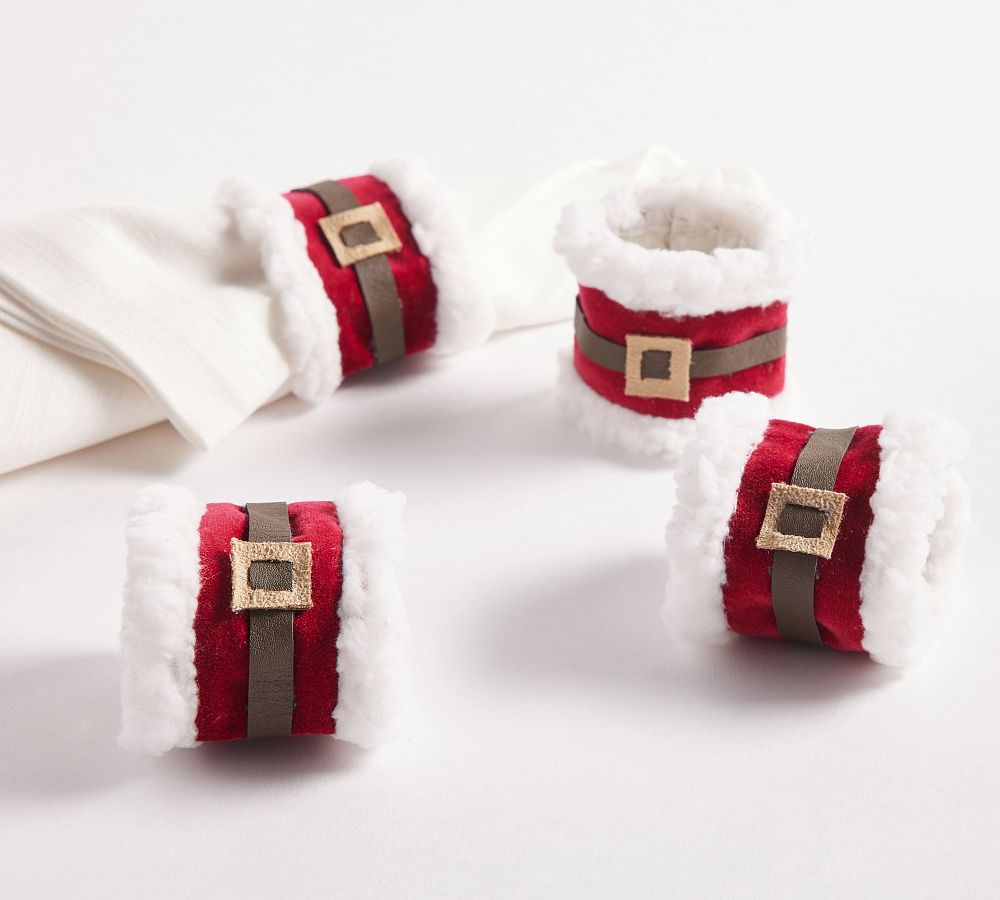 Santa S Belt Napkin Rings Set Of Pottery Barn