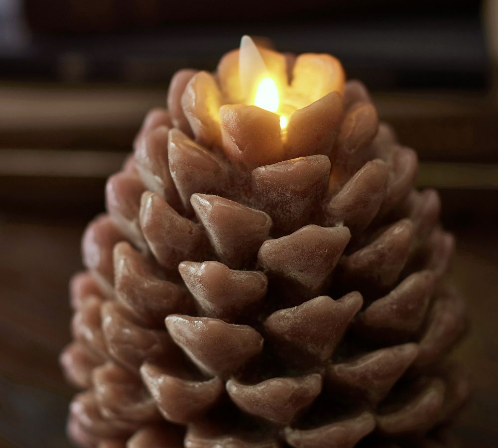 Premium Flickering Flameless Wax Pinecone Candle Pottery Barn