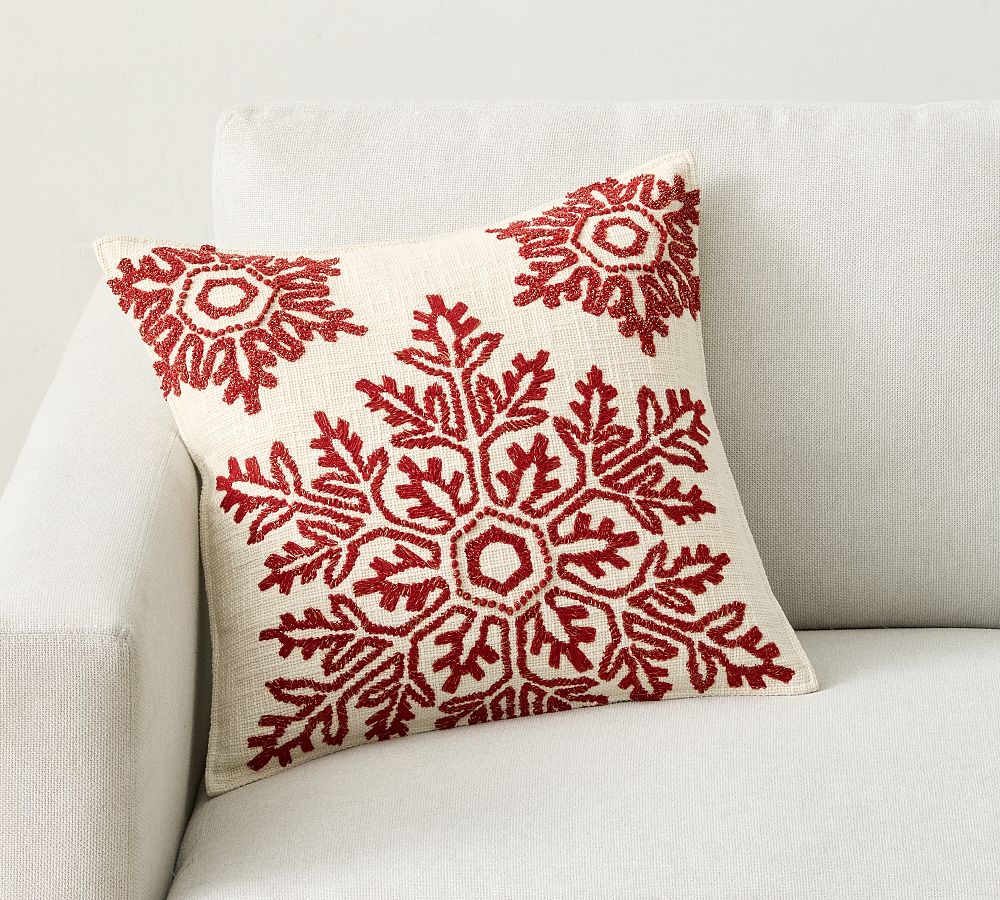 Snowflake Embellished Pillow Pottery Barn