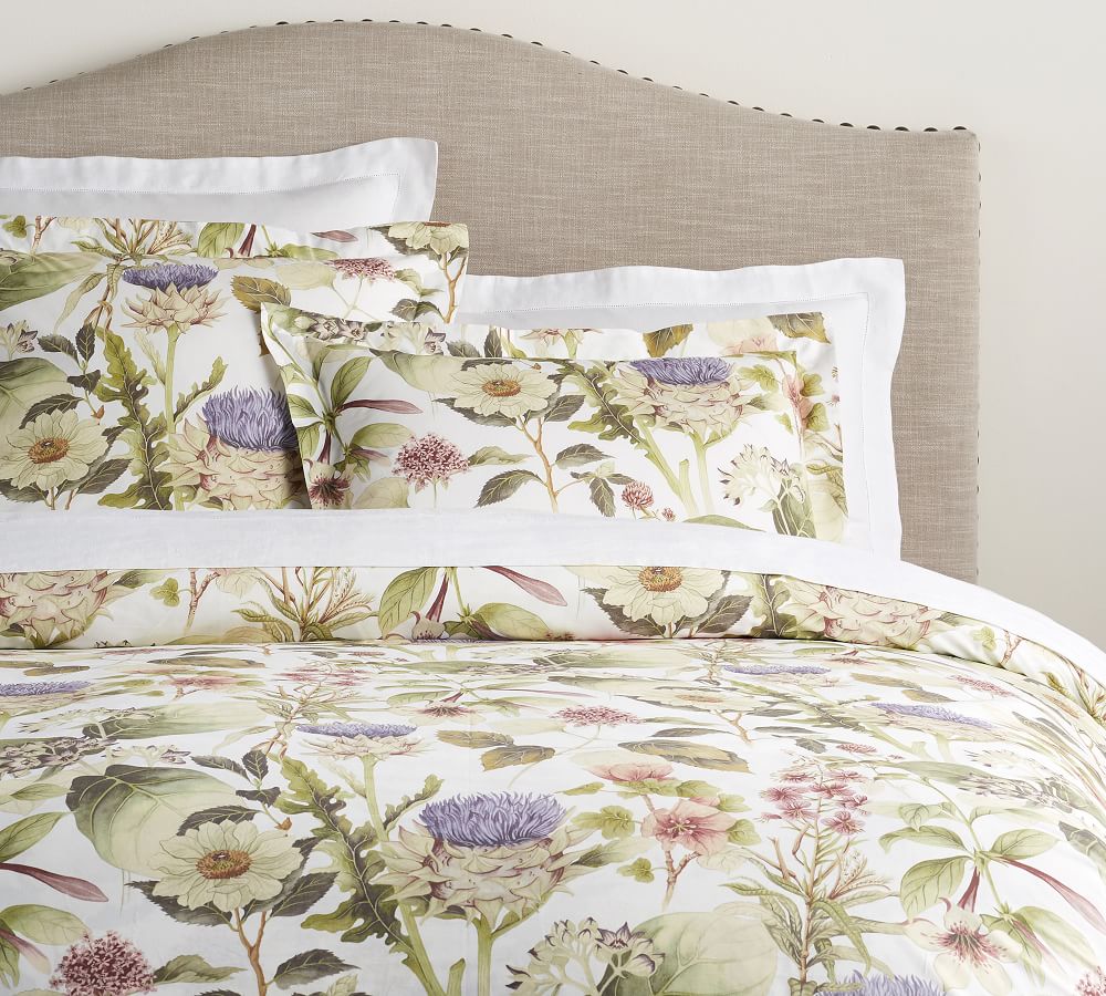 Thistle Floral Print Organic Percale Patterned Duvet Cover Sham