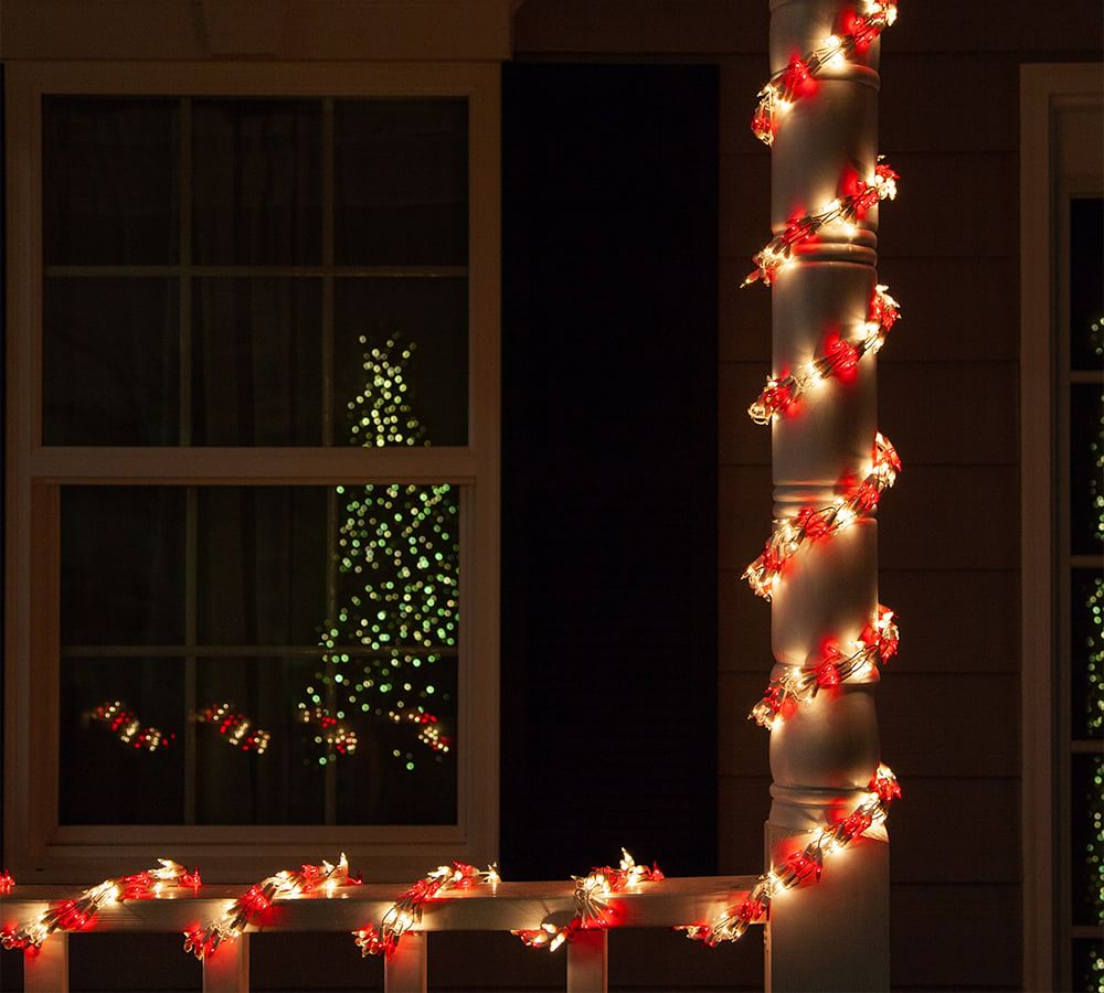 18 Red And Clear Incandescent Garland Lights With White Wire Pottery