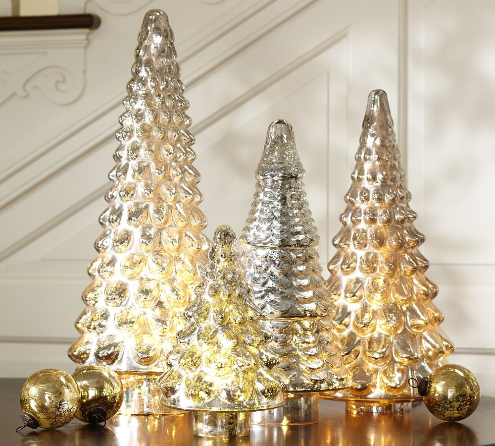 Mercury Glass Tree Cloches Pottery Barn