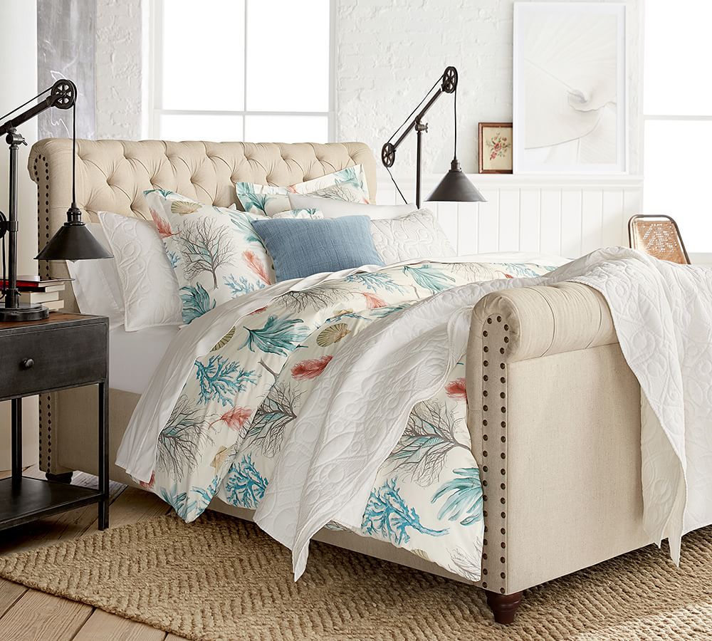 Chesterfield Tufted Upholstered Bed With Footboard Pottery Barn