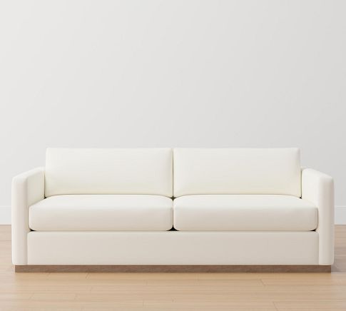 Carmel Square Slim Arm Upholstered U Shaped Sectional With Wood Base