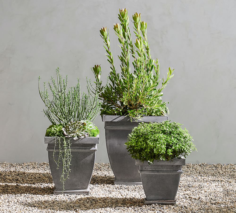 Greyson Zinc Outdoor Planters Pottery Barn