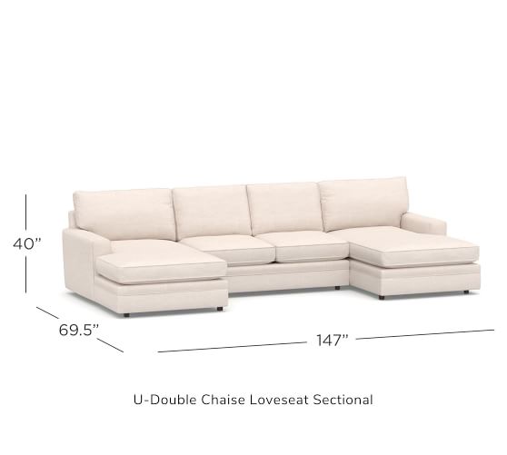 Pearce Square Arm Upholstered U Shaped Double Wide Chaise Sectional