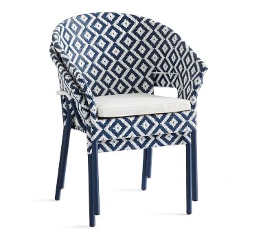 Palmetto Wicker Stackable Outdoor Dining Armchair Geo Print Pottery Barn