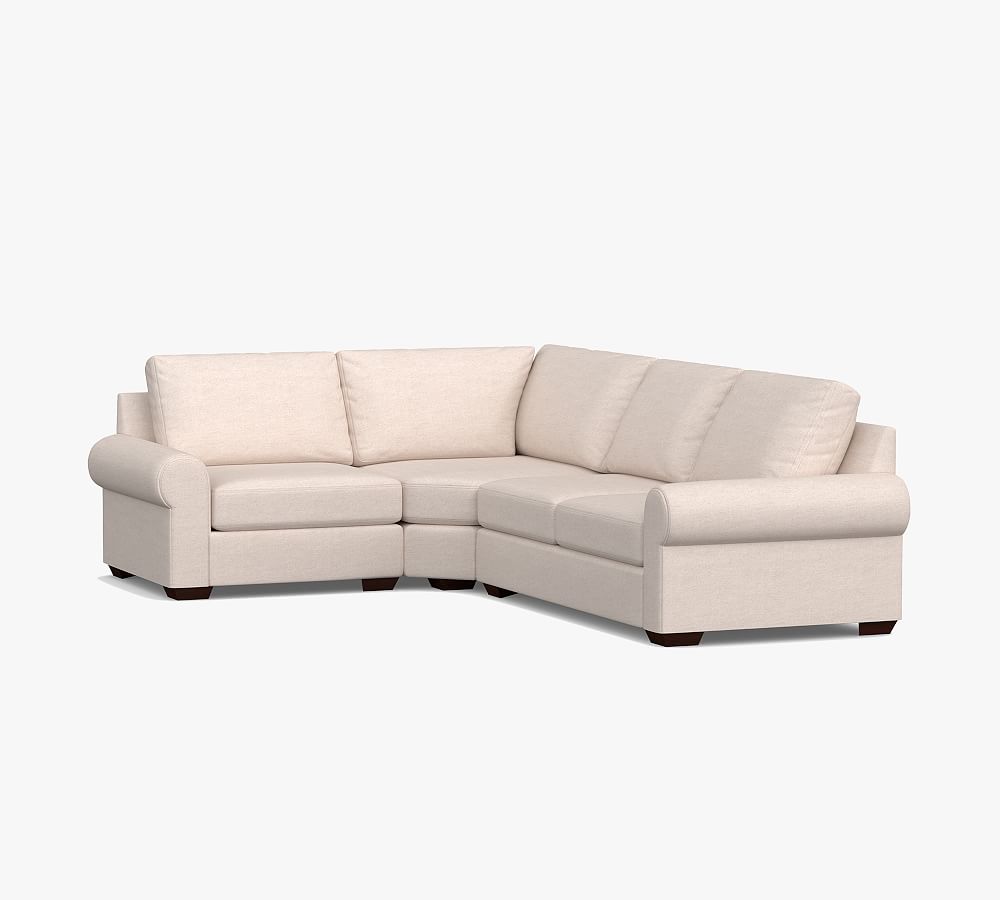 Big Sur Roll Arm Upholstered 3 Piece Sectional With Wedge Pottery Barn