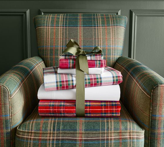 Stewart Plaid Flannel Sheet Set Pottery Barn