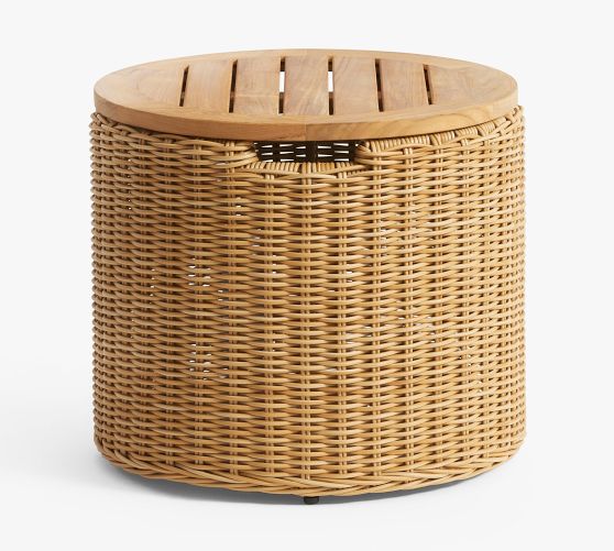 Westport Wicker Storage Outdoor Side Table Pottery Barn