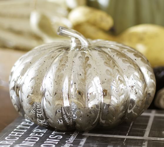 Etched Antique Mercury Glass Pumpkin Pottery Barn