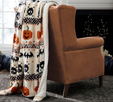 Halloween Fair Isle Knit Jacquard Throw Pottery Barn