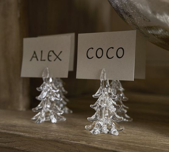 Holiday Tree Glass Place Card Holders Set Of Pottery Barn