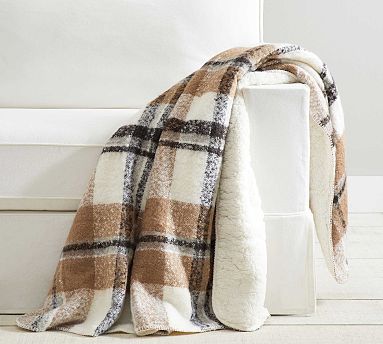 Lodge Plaid Sherpa Back Throw Pottery Barn