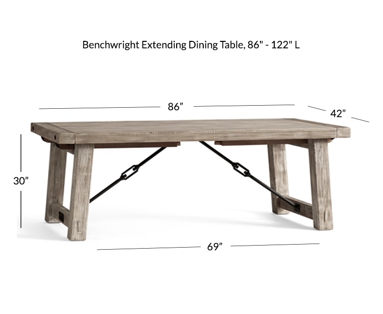 Benchwright Extending Dining Table Gray Wash Pottery Barn