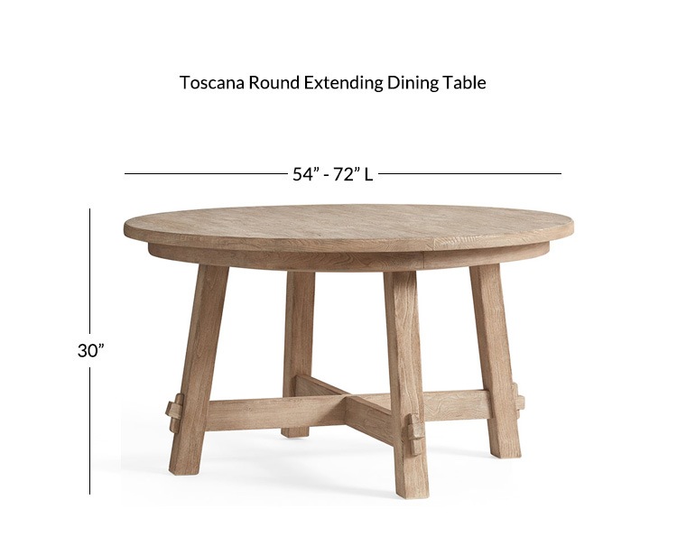 Toscana Round Extending Dining Table Seadrift Pottery Barn