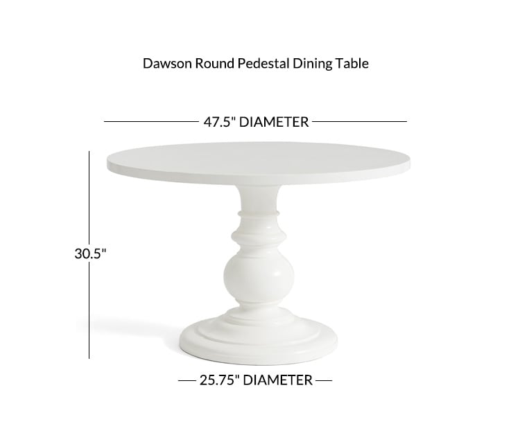 Dawson Round Pedestal Dining Table, White Round Pedestal Table