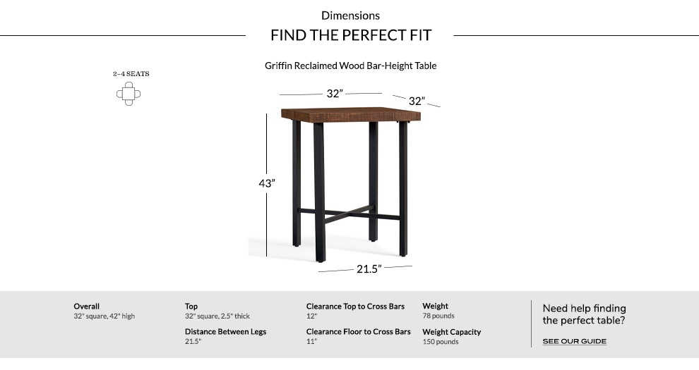 Griffin Reclaimed Wood Bar Height Table Pottery Barn