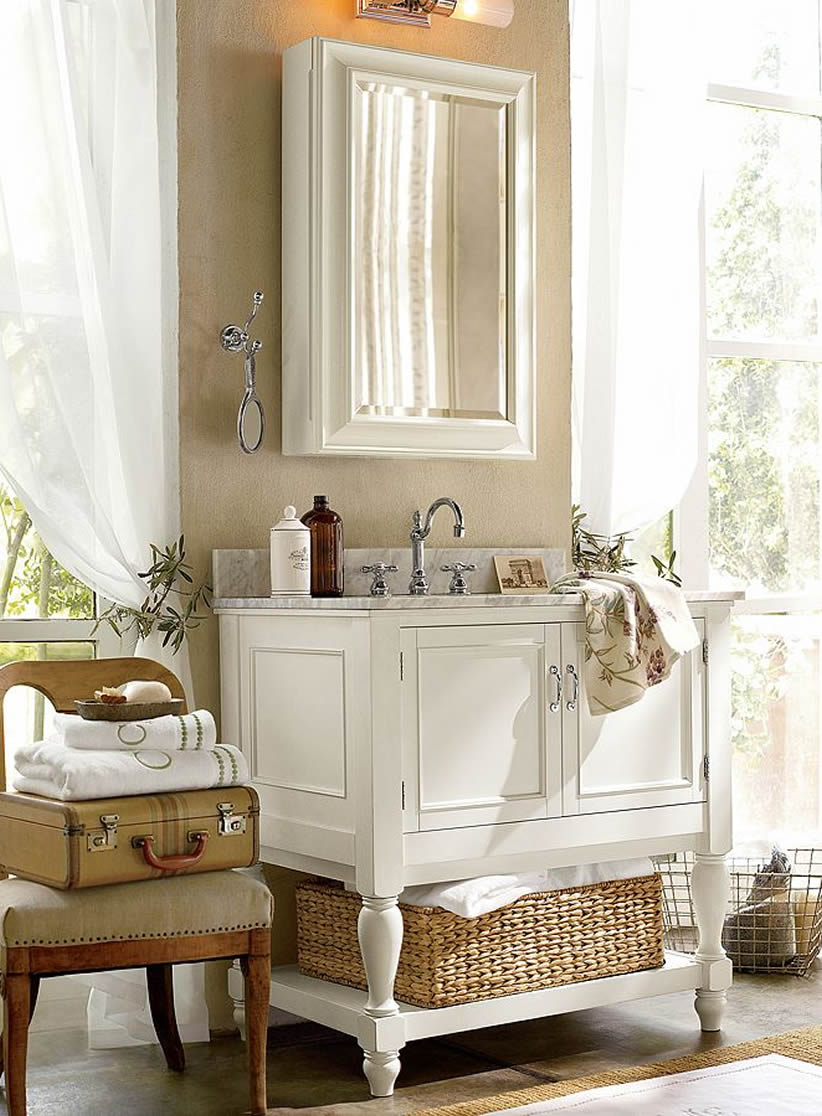 How To Furnish A Small Bathroom, Pottery Barn Style Bathrooms
