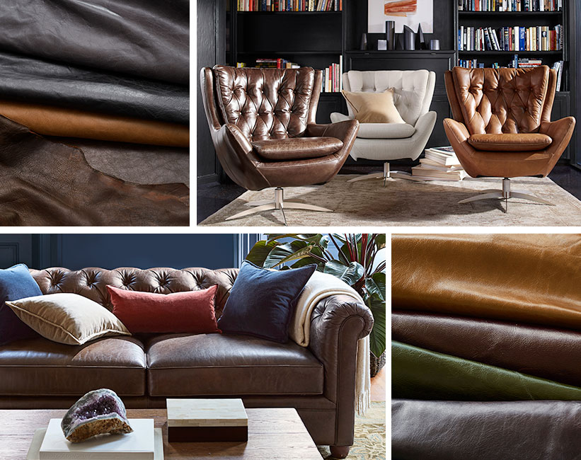 Types Of Leather Furniture Pottery Barn, Top Grain Leather Couch Dogs