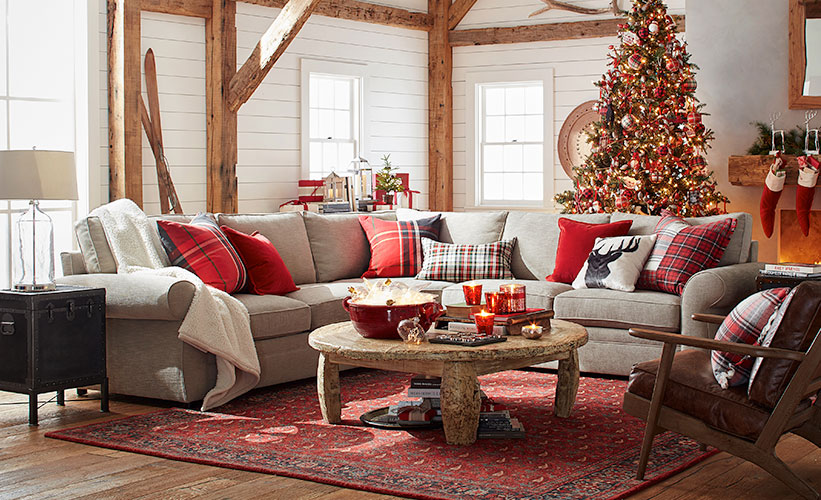 decorating around a plaid sofa