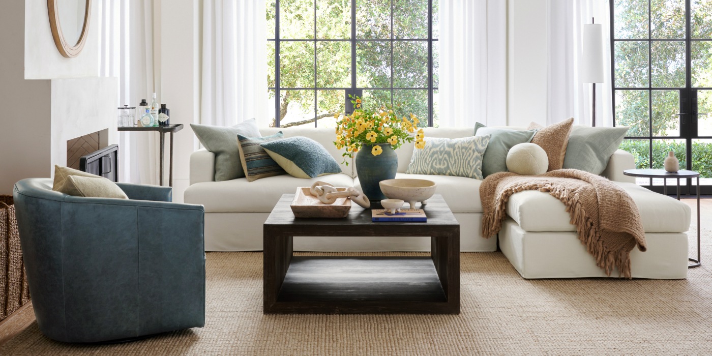 Serene Folsom Living Room | Pottery Barn