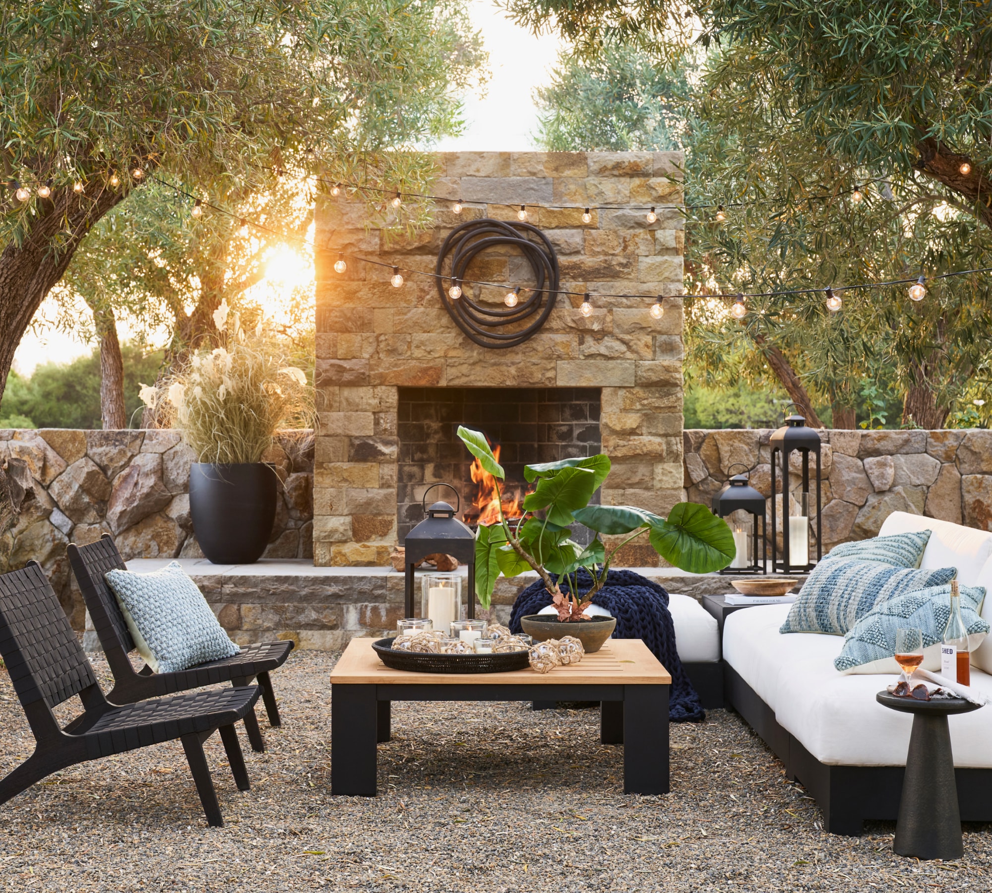Ceramic Malibu Metal Teak Outdoor Lounge Pottery Barn