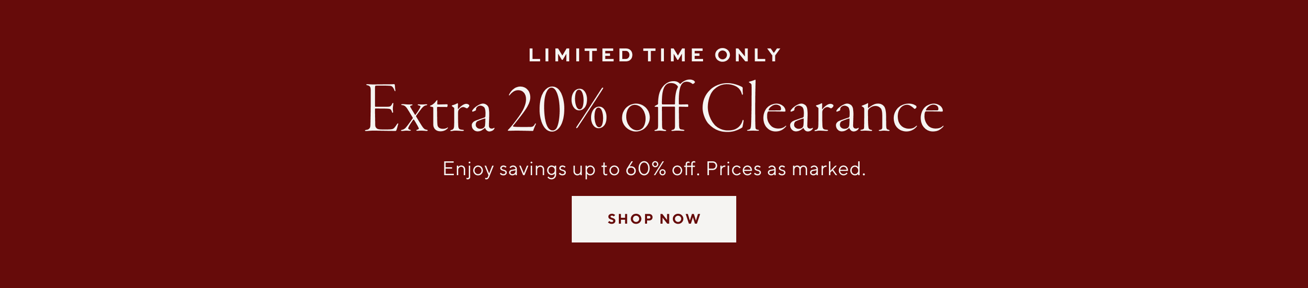 Extra 20% off Clearance