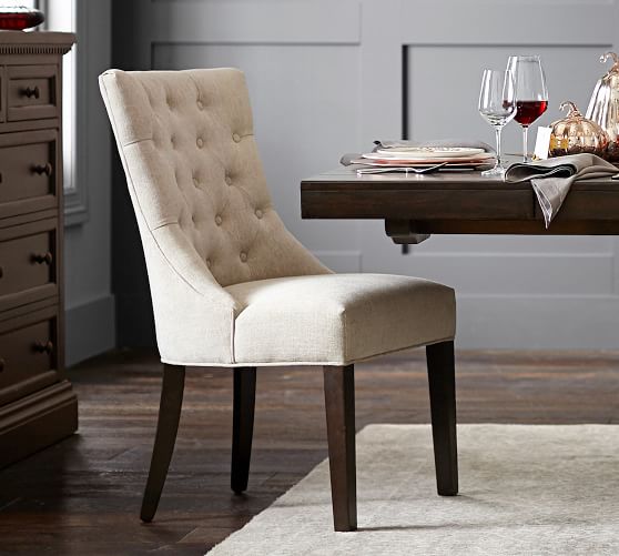 tufted dining chairs with nailheads
