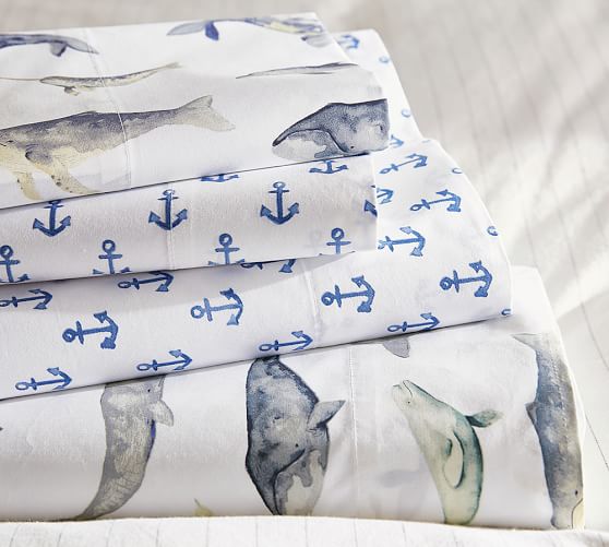 pottery barn whale sheets