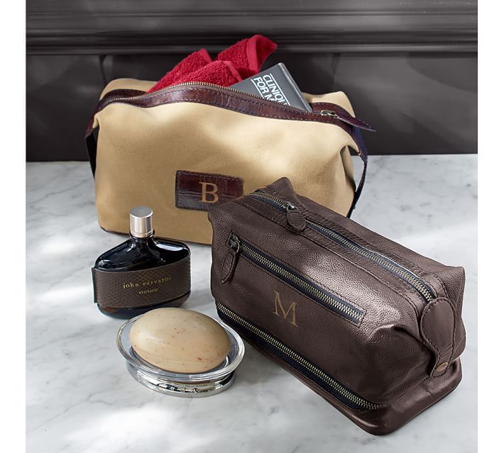 Download Saddle Leather & Canvas Toiletry Bag | Pottery Barn