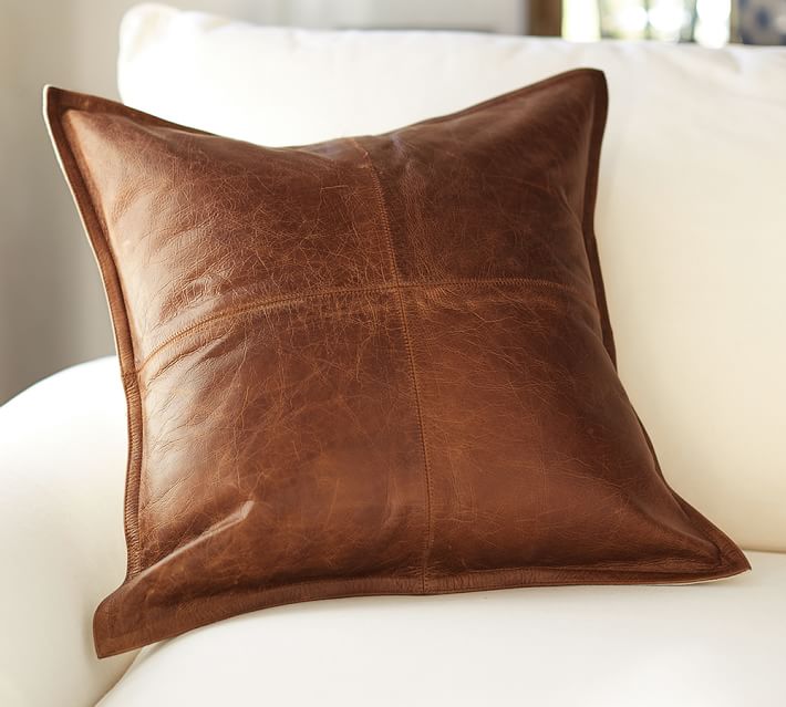 pottery barn leather pillow