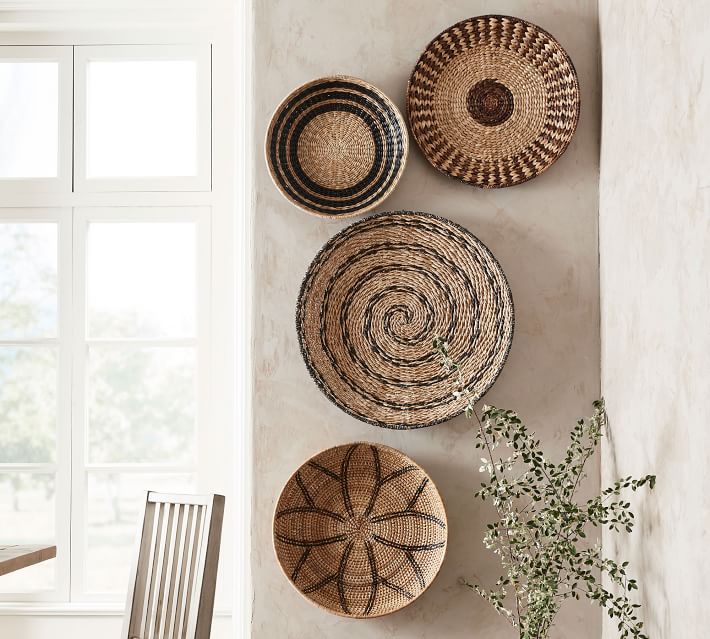 Handwoven Baskets Wall Art - Set of 4