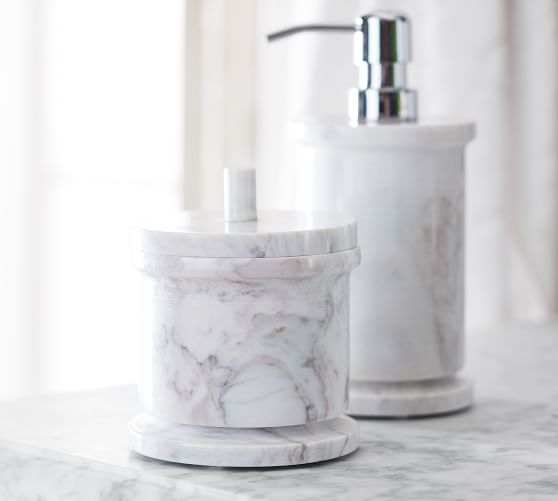 white marble bathroom accessories set