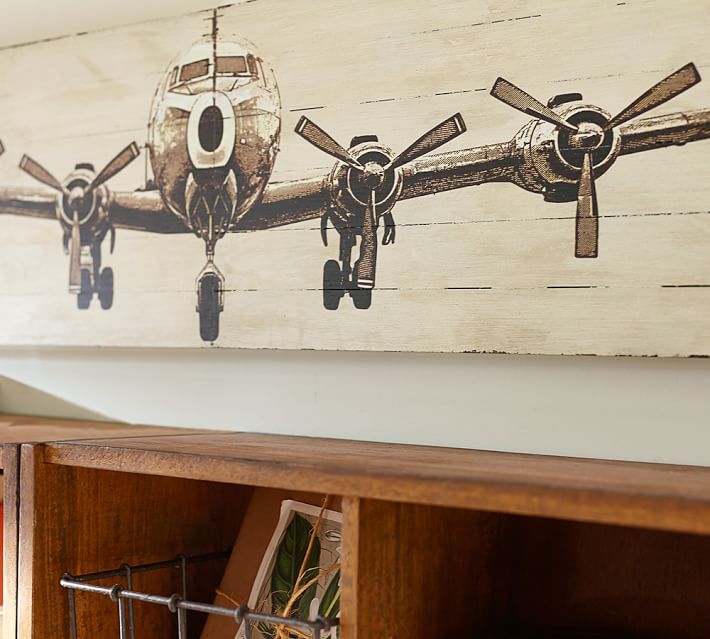 Small Planked Airplane Panels Wall Decor Pottery Barn