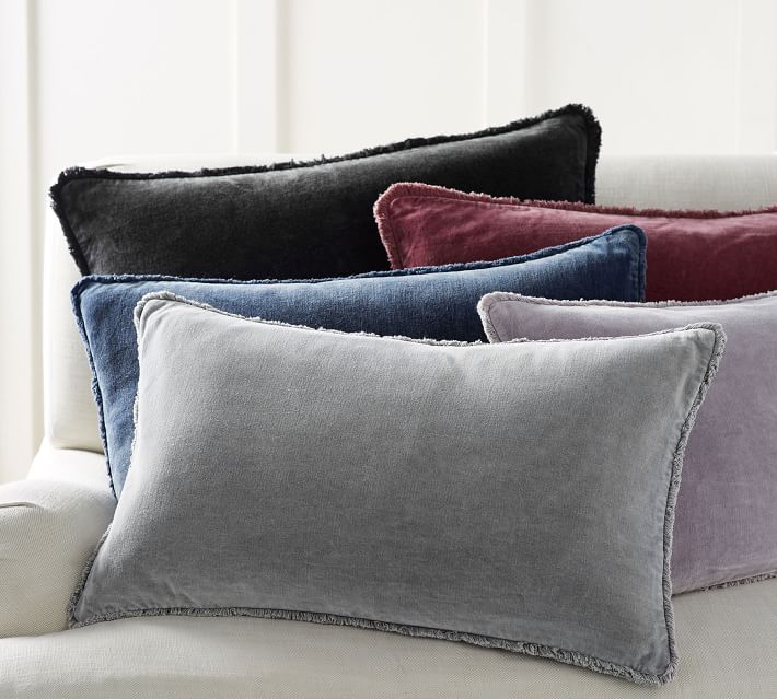 Shop Fringe Velvet Lumbar Pillow Covers from Pottery Barn on Openhaus