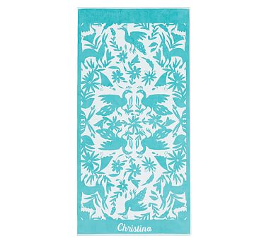Vibrant Jacquard Beach Towel - Aqua | Pottery Barn