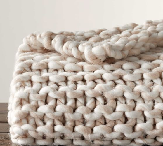 chunky knit throw blanket white