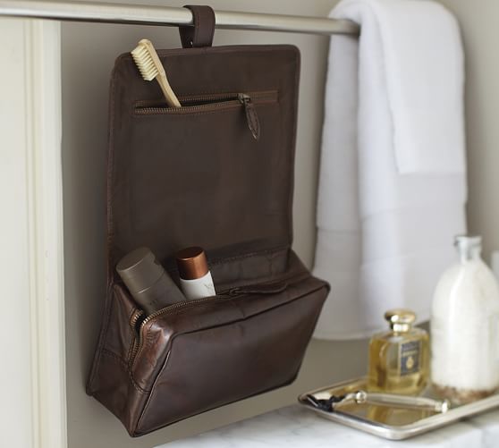 leather hanging toiletry bag